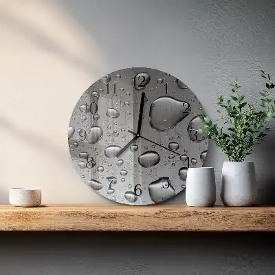 Hodiny s fotkou skleněné kulaté Kapky