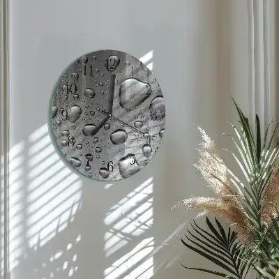 Hodiny s fotkou skleněné kulaté Kapky
