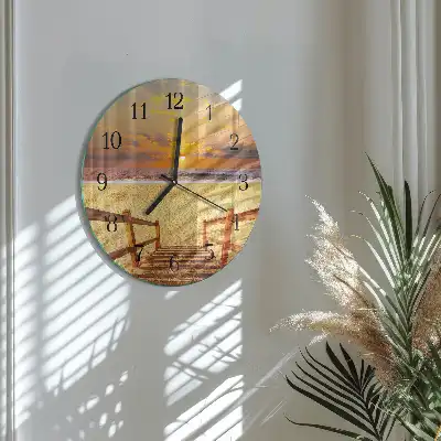 Hodiny na skle kulaté Most na pláži