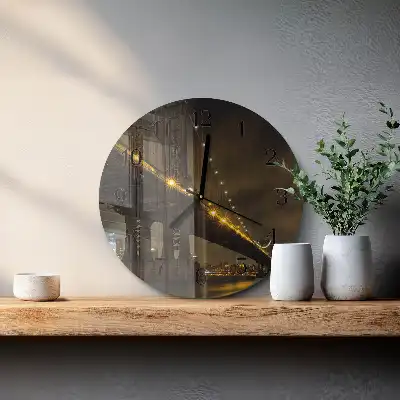 Kulaté skleněné hodiny na stěnu Noční most