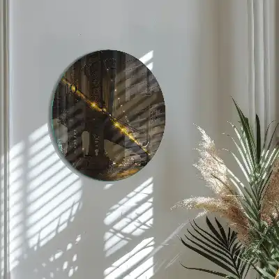 Kulaté skleněné hodiny na stěnu Noční most