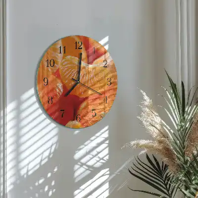 Kulaté skleněné hodiny na zeď Mandarinky