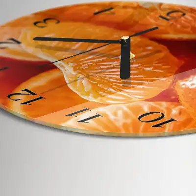 Kulaté skleněné hodiny na zeď Mandarinky