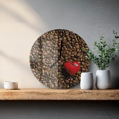 Kulaté skleněné hodiny na stěnu Kávová zrna