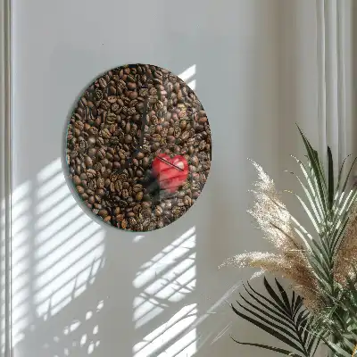 Kulaté skleněné hodiny na stěnu Kávová zrna