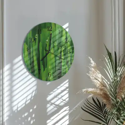 Nástěnné hodiny skleněné kulaté Tráva