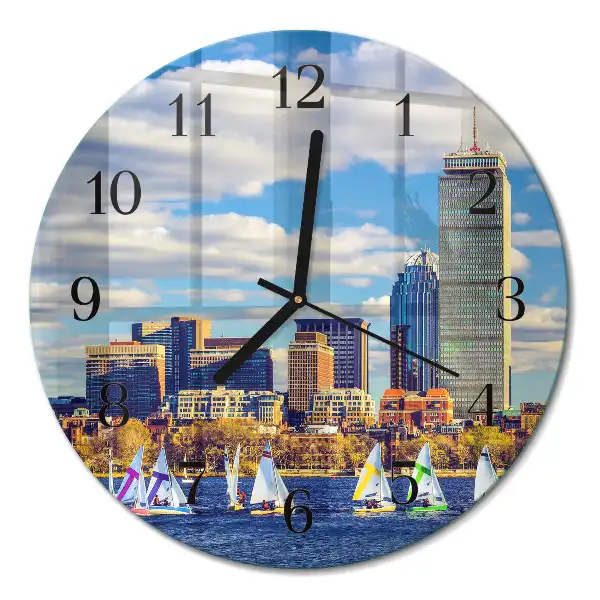 Kulaté skleněné hodiny na zeď Plachetnice