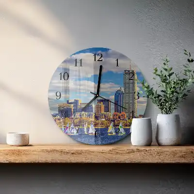 Kulaté skleněné hodiny na zeď Plachetnice