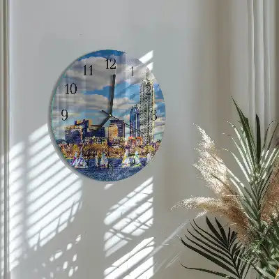 Kulaté skleněné hodiny na zeď Plachetnice
