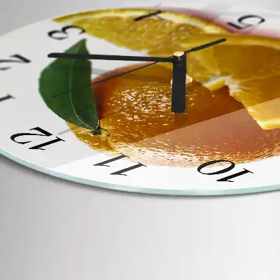 Nástěnné hodiny skleněné kulaté Pomeranče