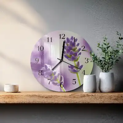 Nástěnné hodiny skleněné kulaté Levandule