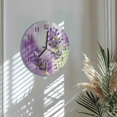 Nástěnné hodiny skleněné kulaté Levandule