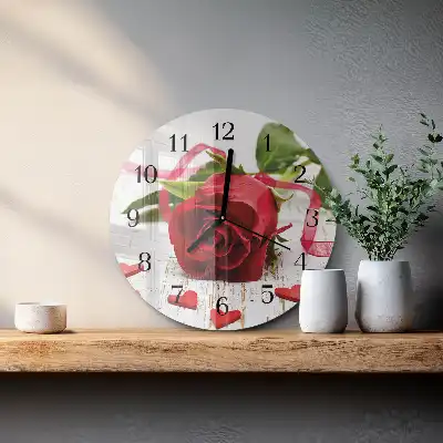 Hodiny s fotkou skleněné kulaté Růže