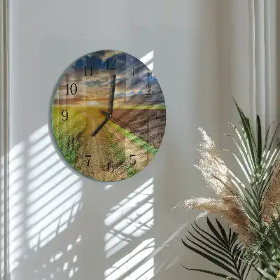 Hodiny s fotkou skleněné kulaté Pole