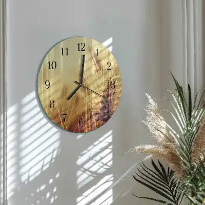 Nástěnné hodiny skleněné kulaté Obiloviny