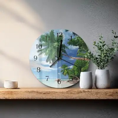 Kulaté skleněné hodiny na zeď Palmy