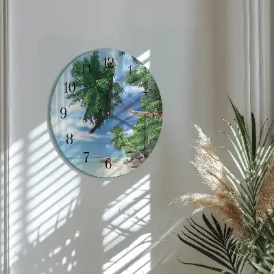 Kulaté skleněné hodiny na zeď Palmy