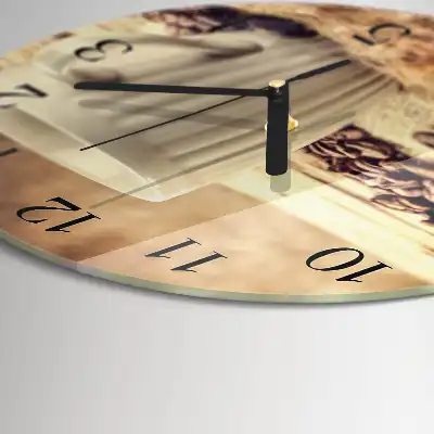 Kulaté skleněné hodiny na stěnu Káva