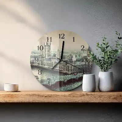 Hodiny s fotkou skleněné kulaté Londýn