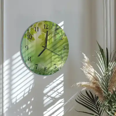 Kulaté skleněné hodiny na zeď Jaro