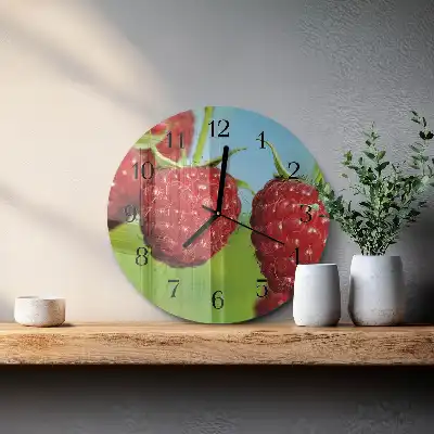 Hodiny s fotkou skleněné kulaté Maliny