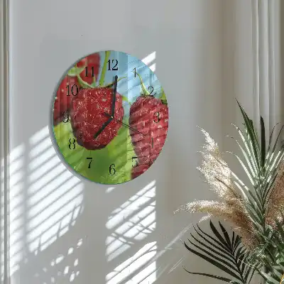 Hodiny s fotkou skleněné kulaté Maliny