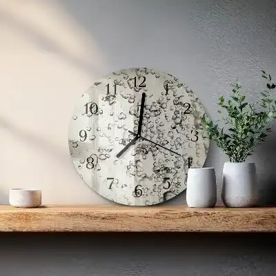Kulaté skleněné hodiny na zeď Kapky