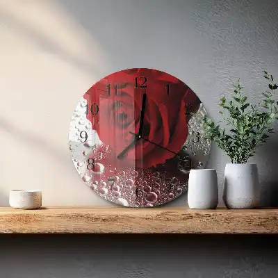 Nástěnné hodiny skleněné kulaté Růže