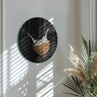 Hodiny na skle kulaté Kokos