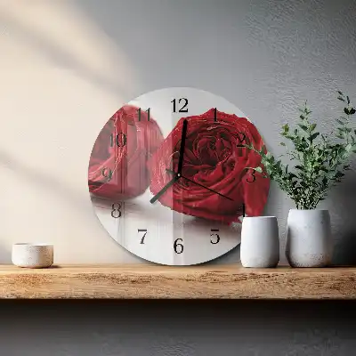 Kulaté skleněné hodiny na zeď Květiny