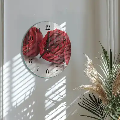 Kulaté skleněné hodiny na zeď Květiny