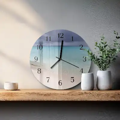 Kulaté skleněné hodiny na zeď Pláž
