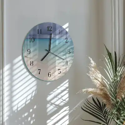 Kulaté skleněné hodiny na zeď Pláž