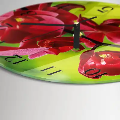Kulaté skleněné hodiny na zeď Orchidej