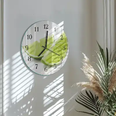 Hodiny na skle kulaté Uhličitan vápenatý