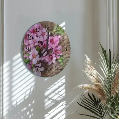 Hodiny s fotkou skleněné kulaté Květiny