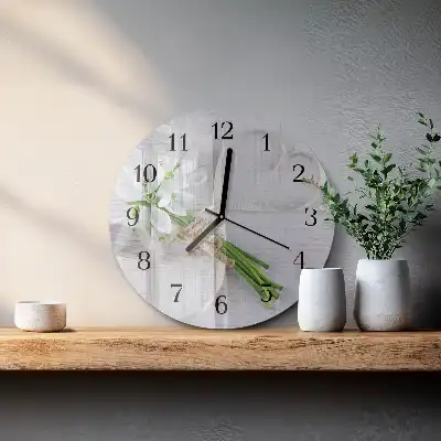 Kulaté skleněné hodiny na zeď Kytice květin