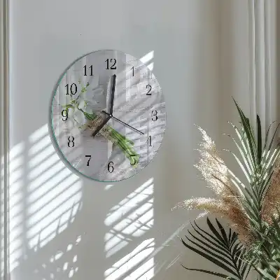 Kulaté skleněné hodiny na zeď Kytice květin