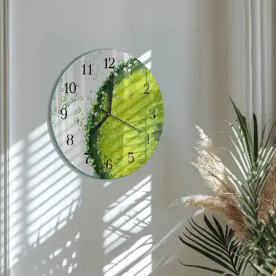 Nástěnné hodiny skleněné kulaté Uhličitan vápenatý
