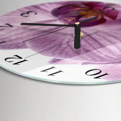 Kulaté skleněné hodiny na stěnu Orchidej