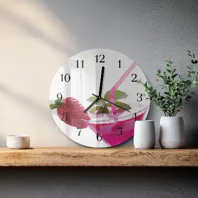 Hodiny s fotkou skleněné kulaté Koktejl