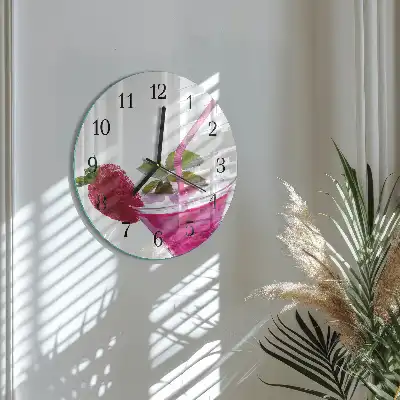 Hodiny s fotkou skleněné kulaté Koktejl