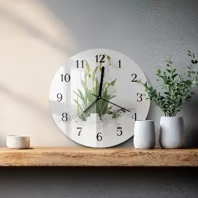 Kulaté skleněné hodiny na zeď Sněženka
