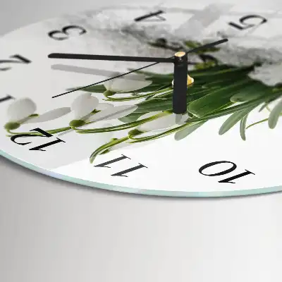 Kulaté skleněné hodiny na zeď Sněženka