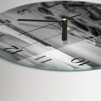Hodiny s fotkou skleněné kulaté Břeh řeky