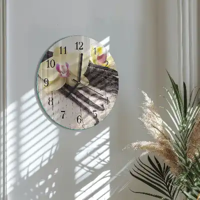 Nástěnné hodiny skleněné kulaté Vanilka