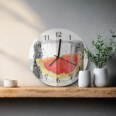 Hodiny na skle kulaté Grapefruitová zmrzlina