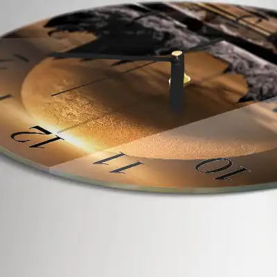 Kulaté skleněné hodiny na stěnu Hory