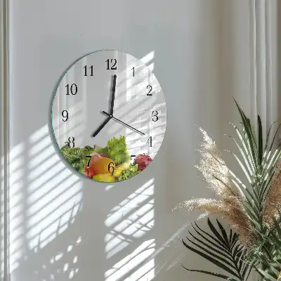 Hodiny s fotkou skleněné kulaté Zelenina