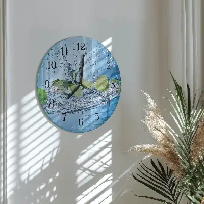 Kulaté skleněné hodiny na stěnu Limetky